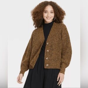 A New Day Oversized Button-Front Cardigan Brown